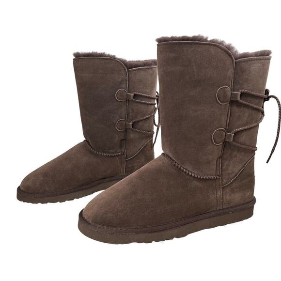 LAMO Shearling Suede Boots in Brown Women's Size 9 - Picture 1 of 10